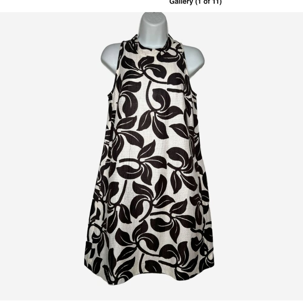 MaxMara Black & White Sleeveless Floral-Print Mini Dress